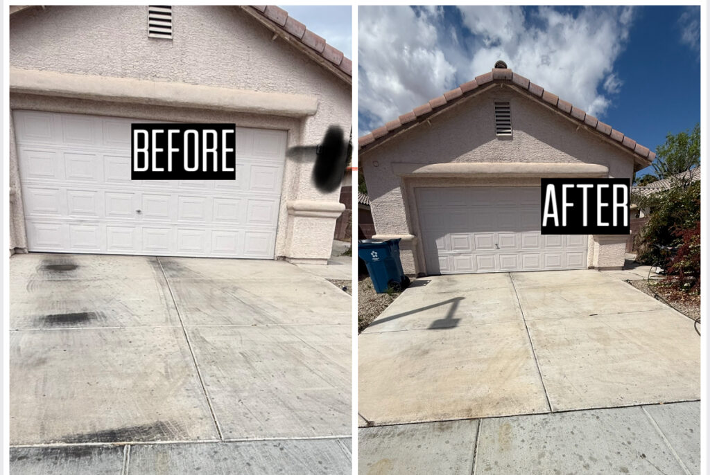 las vegas pressure washing driveway before after